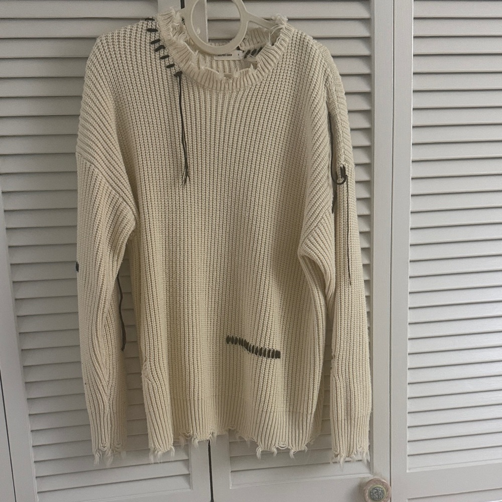 Aelfric Eden Distressed Cream Sweater